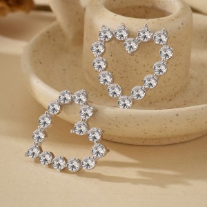 925 Sterling Silver Micro-Pave CZ Heart Stud Earring 40200635