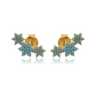 925 Sterling Silver Pave CZ Snowflake Flower Stud Earring 40200637