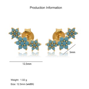 925 Sterling Silver Pave CZ Snowflake Flower Stud Earring 40200637