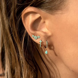 925 Sterling Silver Pave CZ Snowflake Flower Stud Earring 40200637