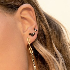 925 Sterling Silver Pave CZ Snowflake Flower Stud Earring 40200637
