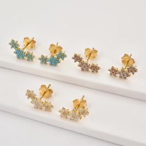 925 Sterling Silver Pave CZ Snowflake Flower Stud Earring 40200637