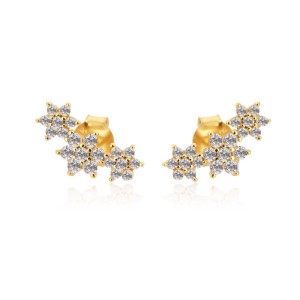 925 Sterling Silver Pave CZ Snowflake Flower Stud Earring 40200637