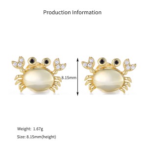 925 Sterling Silver CZ Nautical Crab Stud Earrings 40200638