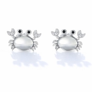 925 Sterling Silver CZ Nautical Crab Stud Earrings 40200638