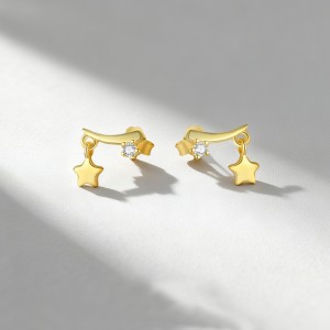 925 Sterling Silver Celestial Star Charm Drop Stud 40200642