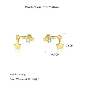 925 Sterling Silver Celestial Star Charm Drop Stud 40200642