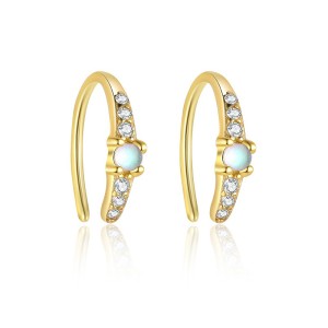 925 Sterling Silver Synthetic Moonstone CZ Arc Earrings 40200643 925 Sterling Silver Synthetic Moonstone CZ Arc Earrings 40200643