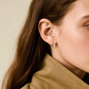 925 Sterling Silver Synthetic Moonstone CZ Arc Earrings 40200643 925 Sterling Silver Synthetic Moonstone CZ Arc Earrings 40200643