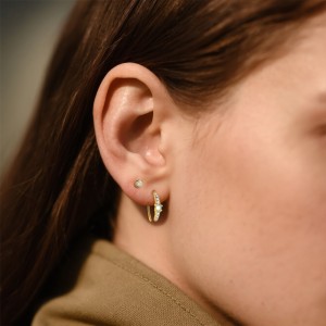 925 Sterling Silver Synthetic Moonstone CZ Arc Earrings 40200643 925 Sterling Silver Synthetic Moonstone CZ Arc Earrings 40200643