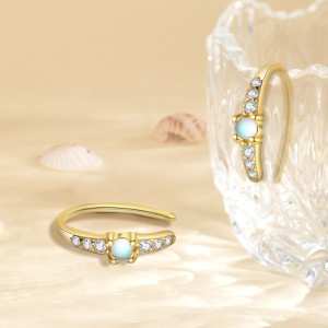 925 Sterling Silver Synthetic Moonstone CZ Arc Earrings 40200643 925 Sterling Silver Synthetic Moonstone CZ Arc Earrings 40200643