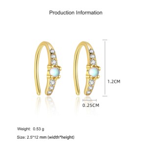 925 Sterling Silver Synthetic Moonstone CZ Arc Earrings 40200643 925 Sterling Silver Synthetic Moonstone CZ Arc Earrings 40200643