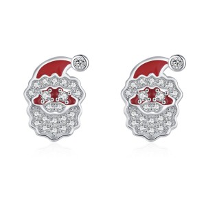 925 Sterling Silver Enamel Santa Claus Zircon Stud Earring 40200644 925 Sterling Silver Enamel Santa Claus Zircon Stud Earring 40200644