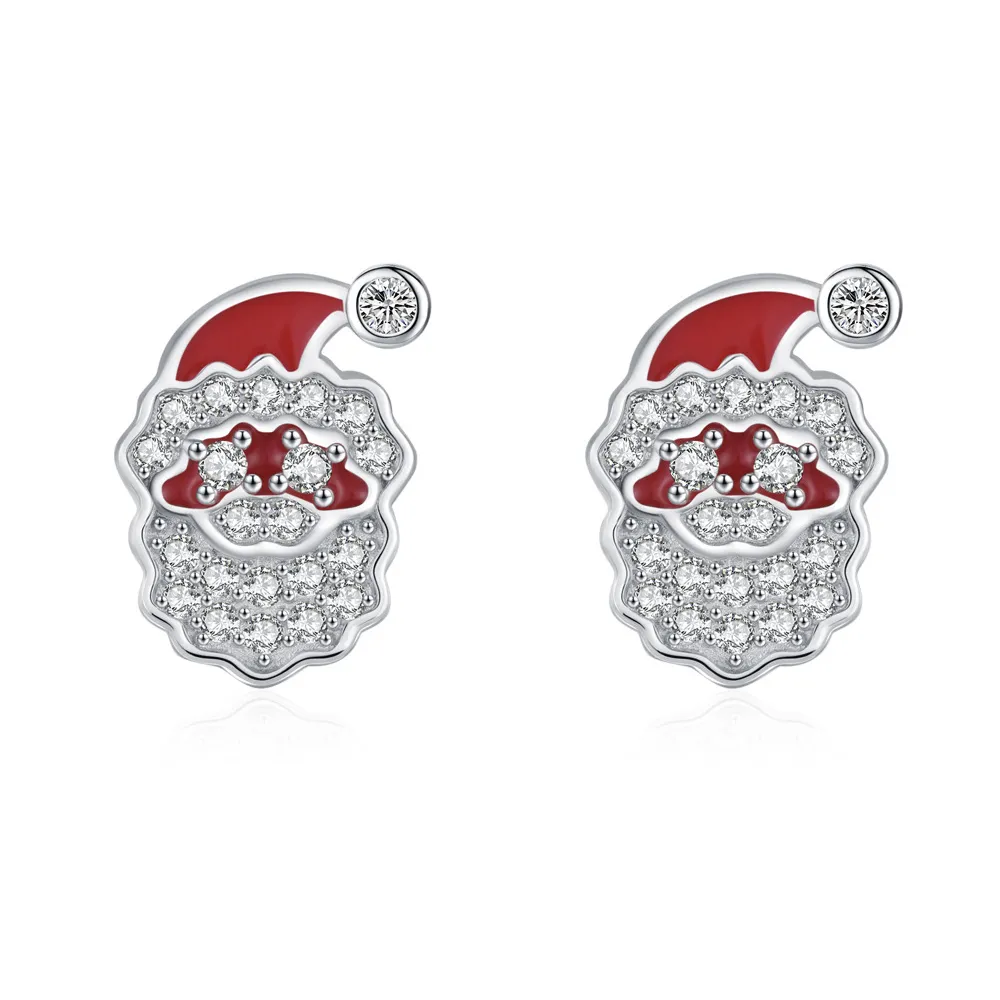 925 Sterling Silver Enamel Santa Claus Zircon Stud Earring 40200644 925 Sterling Silver Enamel Santa Claus Zircon Stud Earring 40200644
