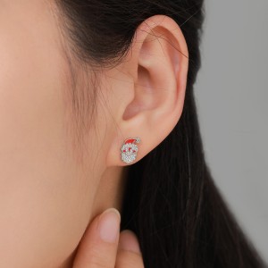 925 Sterling Silver Enamel Santa Claus Zircon Stud Earring 40200644 925 Sterling Silver Enamel Santa Claus Zircon Stud Earring 40200644