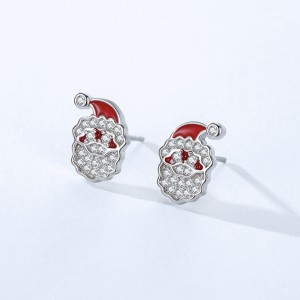925 Sterling Silver Enamel Santa Claus Zircon Stud Earring 40200644 925 Sterling Silver Enamel Santa Claus Zircon Stud Earring 40200644