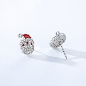 925 Sterling Silver Enamel Santa Claus Zircon Stud Earring 40200644 925 Sterling Silver Enamel Santa Claus Zircon Stud Earring 40200644