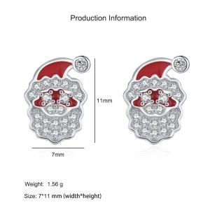 925 Sterling Silver Enamel Santa Claus Zircon Stud Earring 40200644 925 Sterling Silver Enamel Santa Claus Zircon Stud Earring 40200644