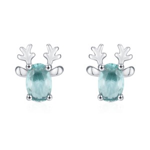 925 Sterling Silver Paraiba Blue Christmas Reindeer Stud Earring 40200647 925 Sterling Silver Paraiba Blue Christmas Reindeer Stud Earring 40200647