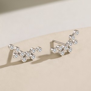 925 Sterling Silver Bubble Zircon Stud Earring 40200648