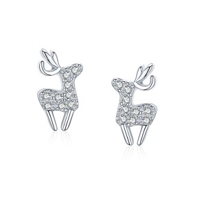 925 Sterling Silver Christmas Zircon Reindeer Stud Earring 40200649 925 Sterling Silver Christmas Zircon Reindeer Stud Earring 40200649