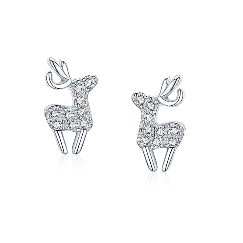 925 Sterling Silver Christmas Zircon Reindeer Stud Earring 40200649 925 Sterling Silver Christmas Zircon Reindeer Stud Earring 40200649