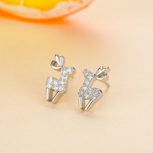 925 Sterling Silver Christmas Zircon Reindeer Stud Earring 40200649 925 Sterling Silver Christmas Zircon Reindeer Stud Earring 40200649