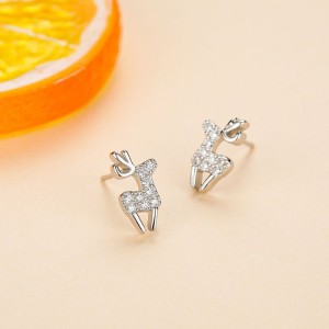 925 Sterling Silver Christmas Zircon Reindeer Stud Earring 40200649 925 Sterling Silver Christmas Zircon Reindeer Stud Earring 40200649