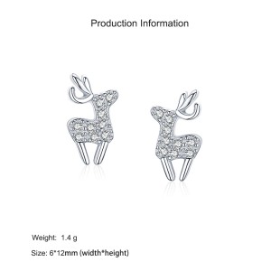 925 Sterling Silver Christmas Zircon Reindeer Stud Earring 40200649 925 Sterling Silver Christmas Zircon Reindeer Stud Earring 40200649