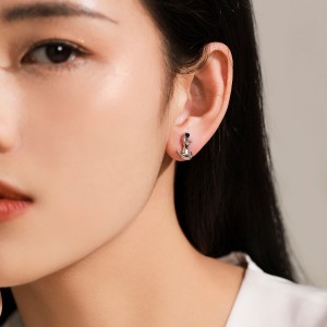 925 Sterling Silver Blue Zircon Cat Stud Earring 40200650 925 Sterling Silver Blue Zircon Cat Stud Earring 40200650