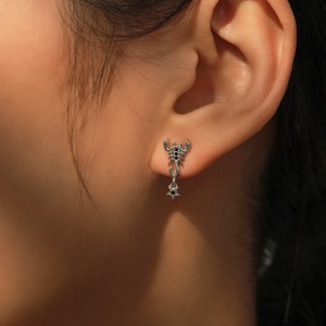 925 Sterling Silver Punk Black Zircon Gothic Scorpion Earring 40200652