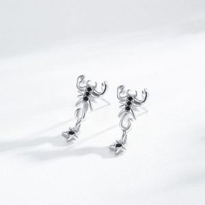 925 Sterling Silver Punk Black Zircon Gothic Scorpion Earring 40200652