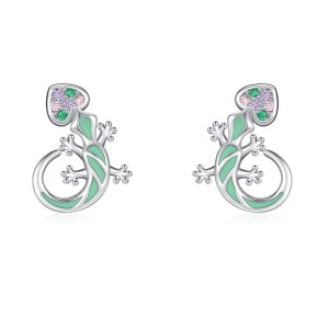 925 Sterling Silver Enamel Lizard Stud Earring 40200653