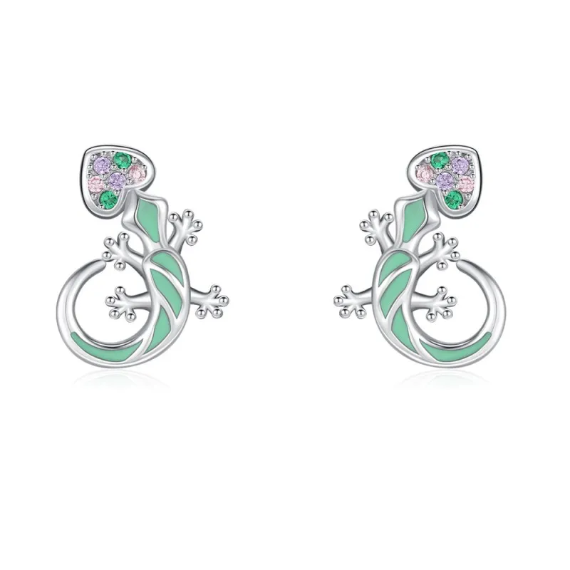 925 Sterling Silver Enamel Lizard Stud Earring 40200653