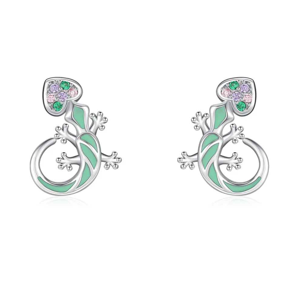925 Sterling Silver Enamel Lizard Stud Earring 40200653