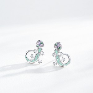 925 Sterling Silver Enamel Lizard Stud Earring 40200653