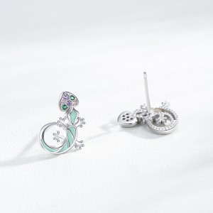 925 Sterling Silver Enamel Lizard Stud Earring 40200653