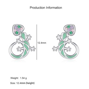 925 Sterling Silver Enamel Lizard Stud Earring 40200653