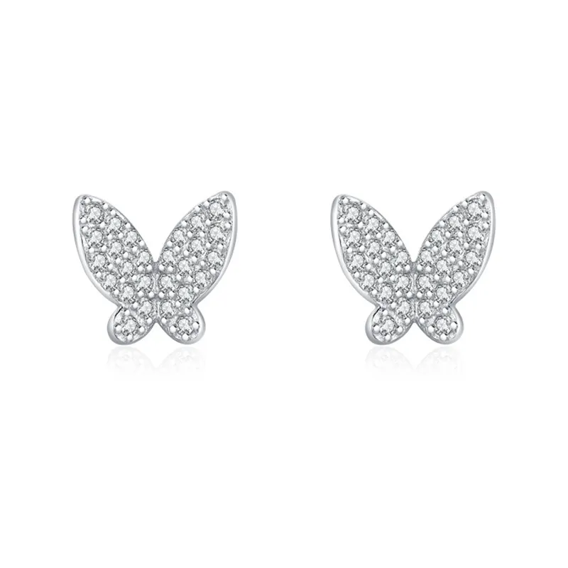 925 Sterling Silver Zircon Butterfly Stud Earring 40200656