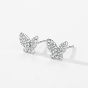 925 Sterling Silver Zircon Butterfly Stud Earring 40200656 925 Sterling Silver Zircon Butterfly Stud Earring 40200656