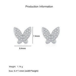 925 Sterling Silver Zircon Butterfly Stud Earring 40200656 925 Sterling Silver Zircon Butterfly Stud Earring 40200656