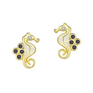 925 Sterling Silver Zircon Seahorse Stud Earring 40200657