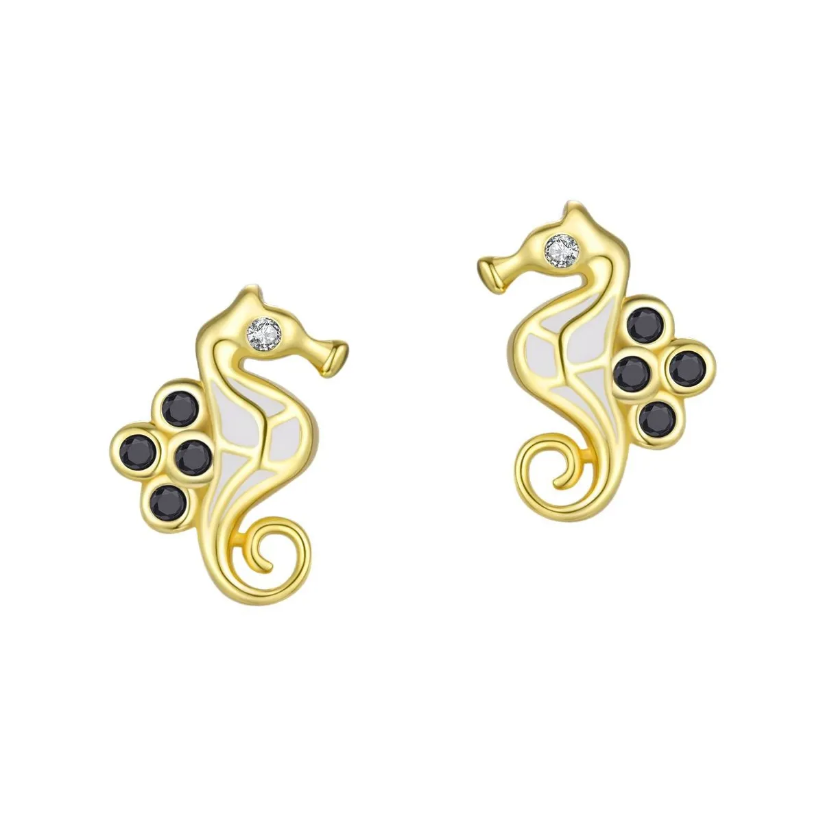 925 Sterling Silver Zircon Seahorse Stud Earring 40200657