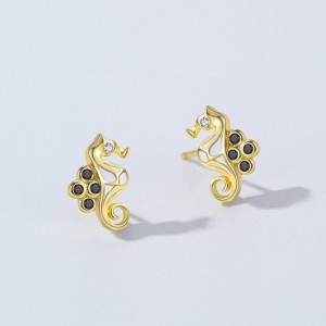 925 Sterling Silver Zircon Seahorse Stud Earring 40200657