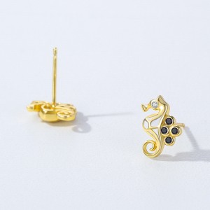 925 Sterling Silver Zircon Seahorse Stud Earring 40200657