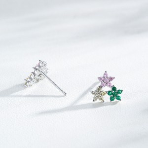 925 Sterling Silver Multicolor Zircon Flower Stud Earring 40200658 925 Sterling Silver Multicolor Zircon Flower Stud Earring 40200658