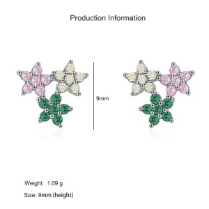 925 Sterling Silver Multicolor Zircon Flower Stud Earring 40200658 925 Sterling Silver Multicolor Zircon Flower Stud Earring 40200658