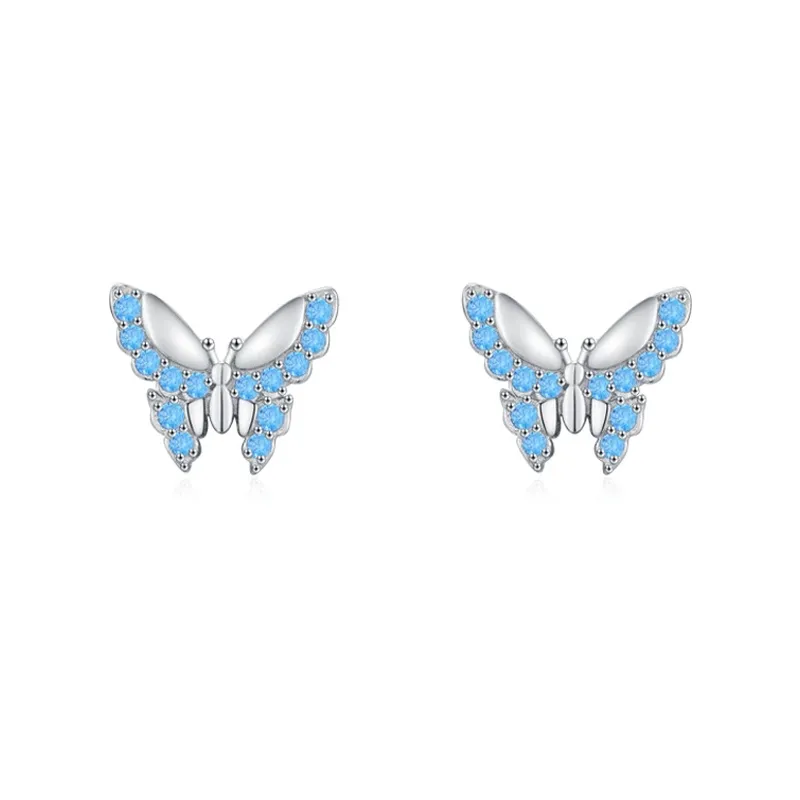 925 Sterling Silver Blue Zircon Butterfly Earring 40200659