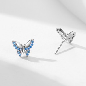 925 Sterling Silver Blue Zircon Butterfly Earring 40200659