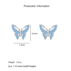925 Sterling Silver Blue Zircon Butterfly Earring 40200659